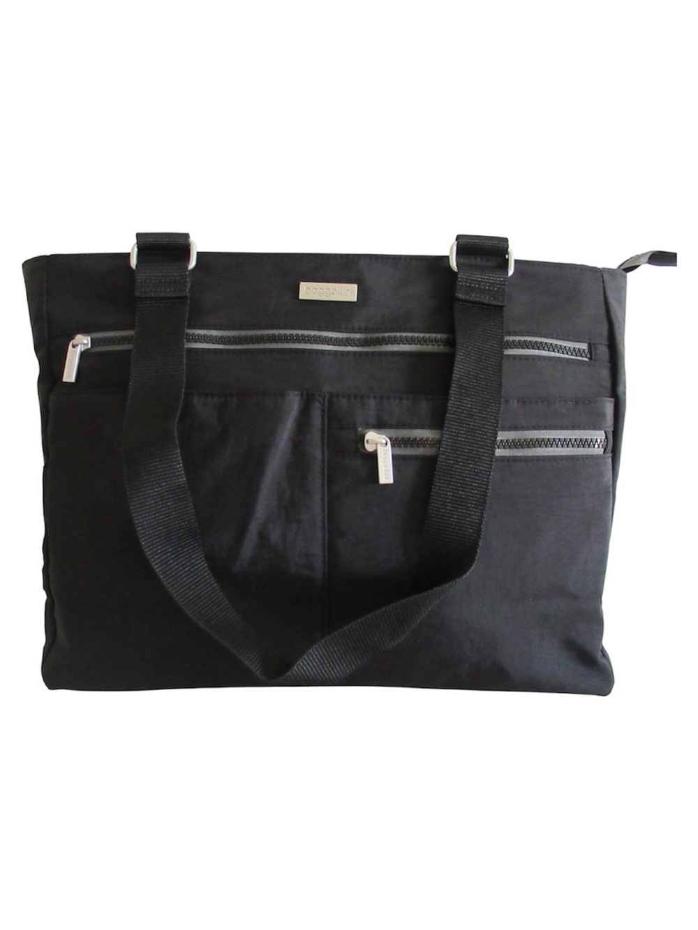 Baggallini Black Shoulder Tote – Lightweight Nylon, Multi Pocket Design - Picture 2 of 10
